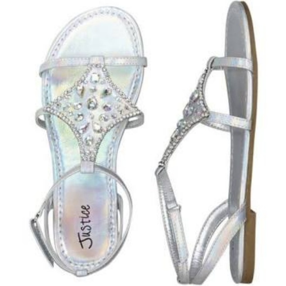 Justice Other - NWT Justice Tween Iridescent Jewel Sandals, 7